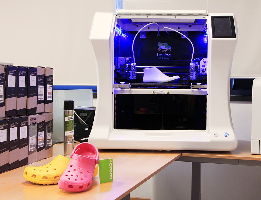 Crocs, Leapfrog, Bolt Pro 3D printer